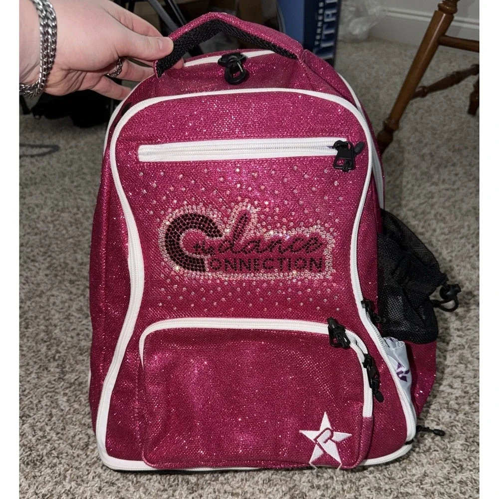 Rebel Dream Bag‎ W/ Crystal Logo Dance Cheer Expanding Athletic Backpack Pink